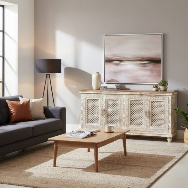 APARADOR MADERA NATURAL ARTESANAL 194X43X93CM