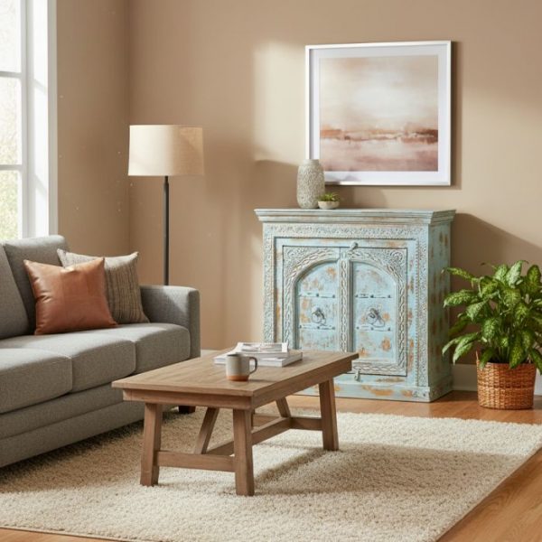 APARADOR MADERA MANGO AZUL 105X44X102CM