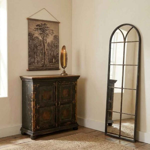 ESPEJO PARED MADERA HIERRO NEGRO 60X3X190CM