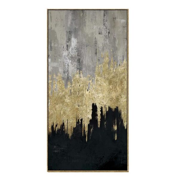 CUADRO ABSTRACTO CON MARCO DORADO 90x4x180 CM