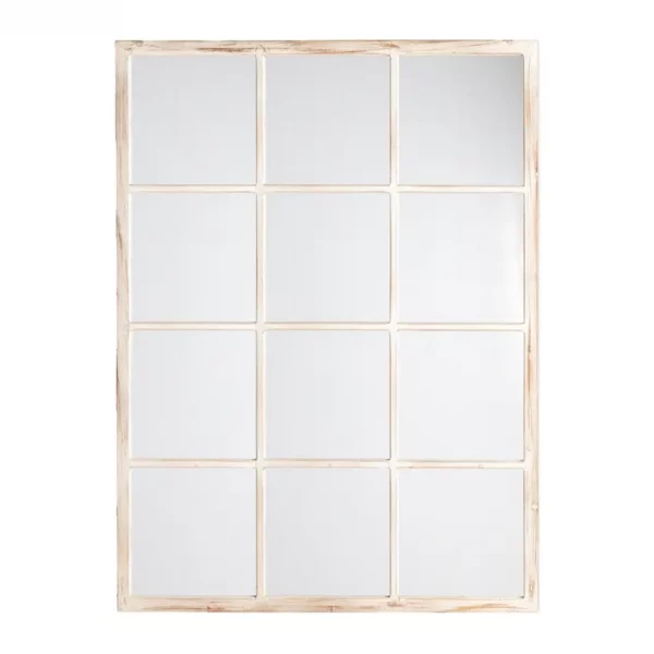 ESPEJO BLANCO ROZADO MADERA DECORACIÓN 90 X 3 X 120 CM