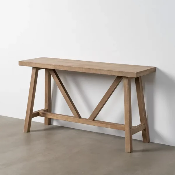 CONSOLA NATURAL MADERA DE CAUCHO 140 X 40 X 75,50 CM