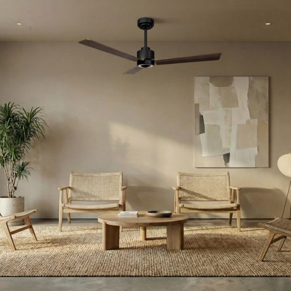 SULION ANNE VENTILADOR LED NEGRO MADERA OSCURA