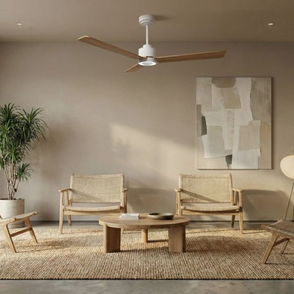SULION ANNE VENTILADOR LED BLANCO MADERA MEDIA