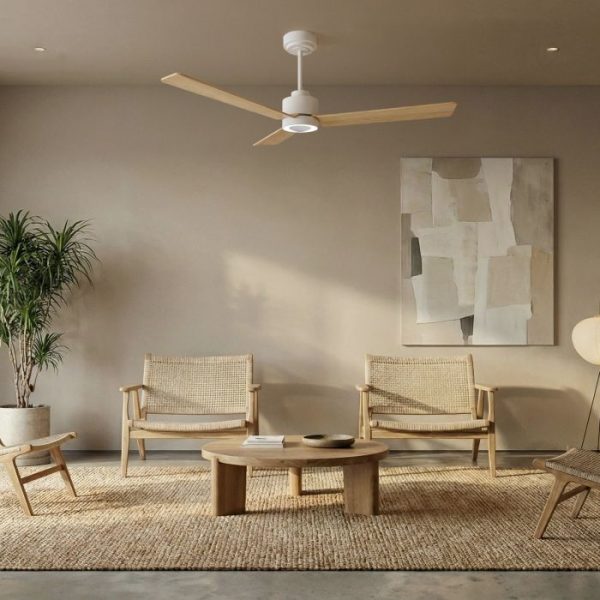 SULION ANNE VENTILADOR LED BLANCO MADERA CLARA