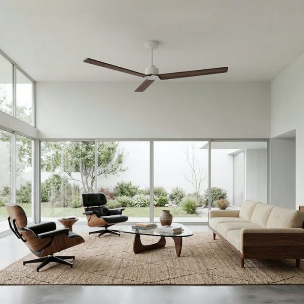 SULION ANNE XL VENTILADOR LED BLANCO MADERA OSCURA