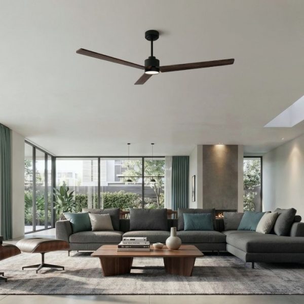 SULION ANNE XL VENTILADOR LED NEGRO MADERA OSCURA