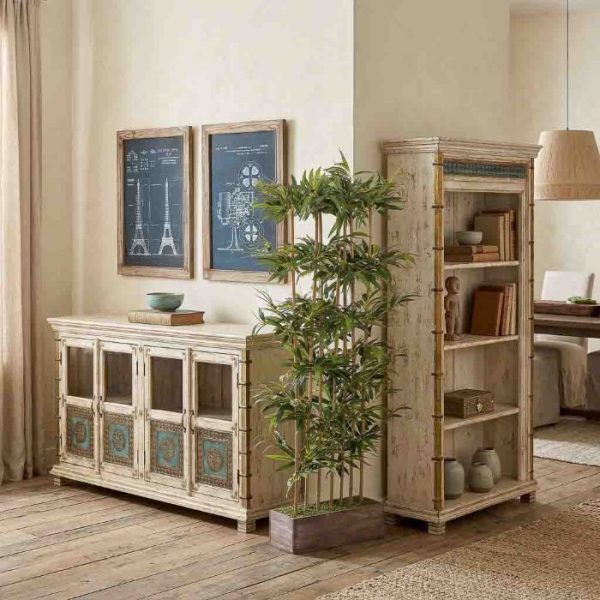 ESTANTERÍA LIBRERÍA MADERA MANGO BLANCO 100X40X180CM