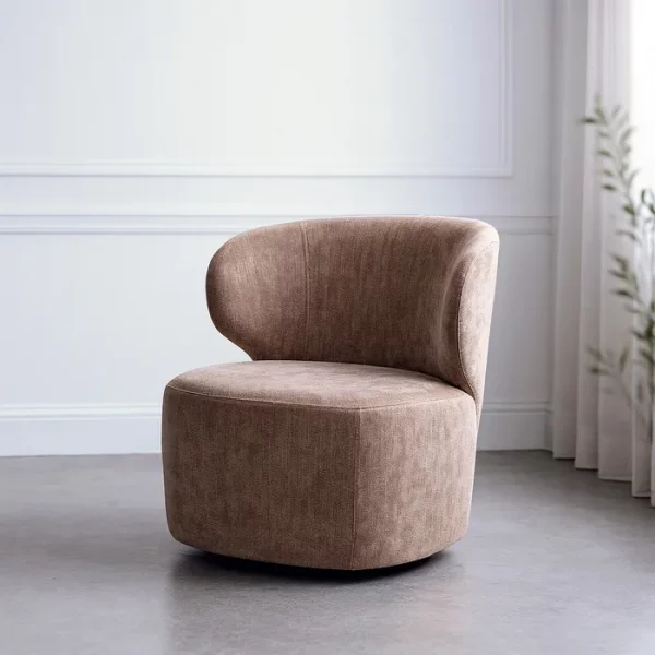 SILLÓN GIRATORIO TAUPE TEJIDO-MADERA 73 X 68 X 74 CM
