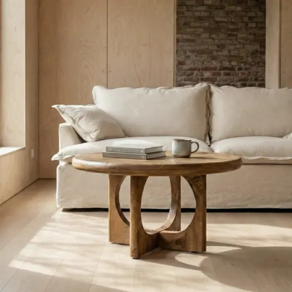 MESA CENTRO MIEL MADERA DE MANGO 77 X 77 X 41 CM