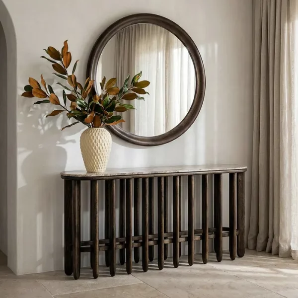 CONSOLA MADERA-MÁRMOL SALÓN 160 X 40 X 76 CM