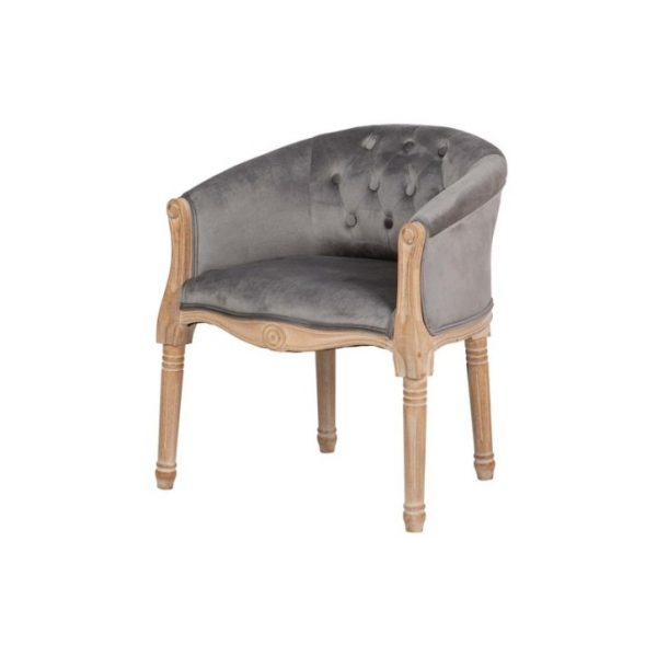 BUTACA VELVET CAPITONE PATAS MADERA 61X61X71CM