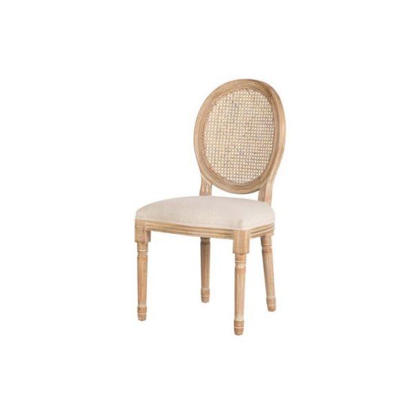 SILLA MEDALLON CON REJILLA PATAS MADERA 48X48X96CM