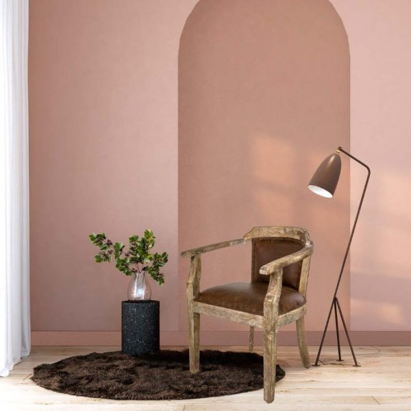 SILLON MADERA MANGO TAPIZADO MARRON 57X58X85CM