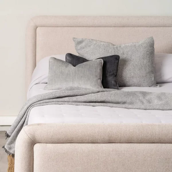 CAMA BEIGE TEJIDO DORMITORIO 160 X 217 X 107 CM