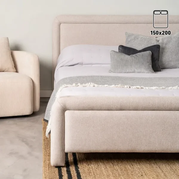 CAMA BEIGE TEJIDO DORMITORIO 160 X 217 X 107 CM