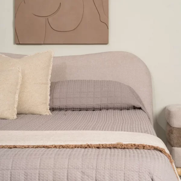 CAMA BEIGE TEJIDO DORMITORIO 160 X 217 X 94 CM