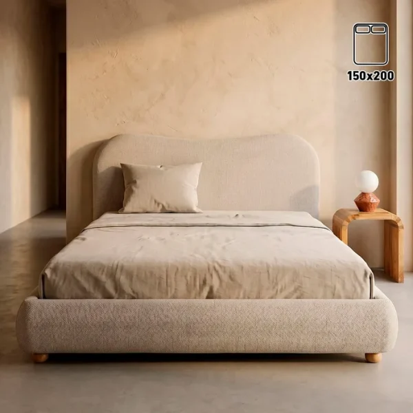 CAMA BEIGE TEJIDO DORMITORIO 160 X 217 X 94 CM