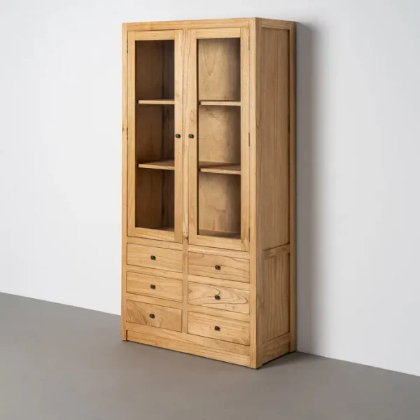 VITRINA NATURAL MADERA MINDI SALÓN 90 X 40 X 180 CM