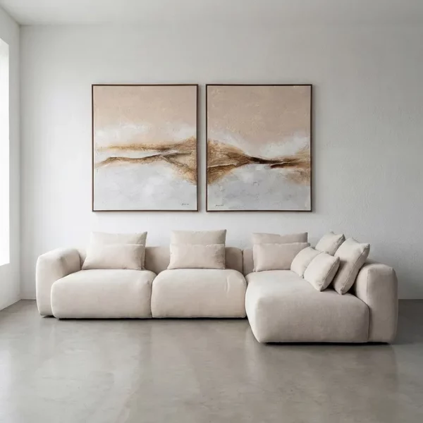 SOFÁ CHAISE LONGUE DERECHA CREMA TEJIDO 307 X 202 X 81 CM