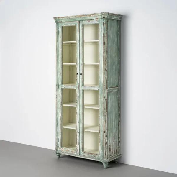 VITRINA MADERA RECICLADA SALÓN 101 X 44 X 216 CM