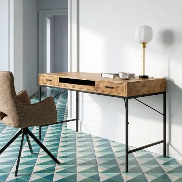 ESCRITORIO NATURAL-NEGRO DM-METAL 140 X 60 X 80 CM