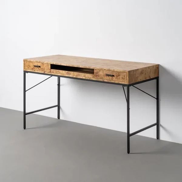 ESCRITORIO NATURAL-NEGRO DM-METAL 140 X 60 X 80 CM