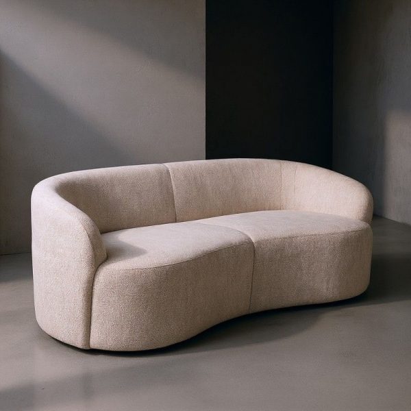 SOFA 3 PLAZAS MADERA TELA BLANCA 215X68X82CM