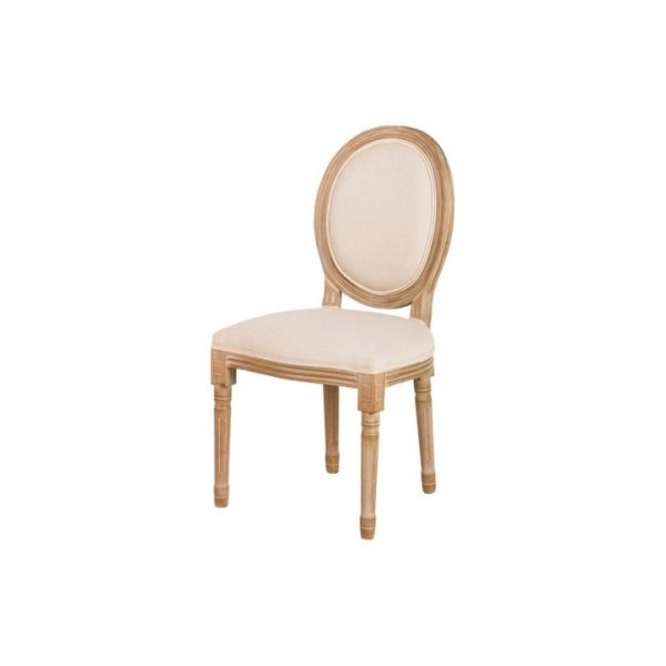 SILLA MEDALLON LINO PATAS DE MADERA 48x48x96 CM