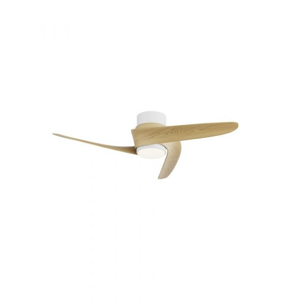 VENTILADOR DC LED 24W BLANCO MADERA LUZ REGULABLE GROENLAND XS