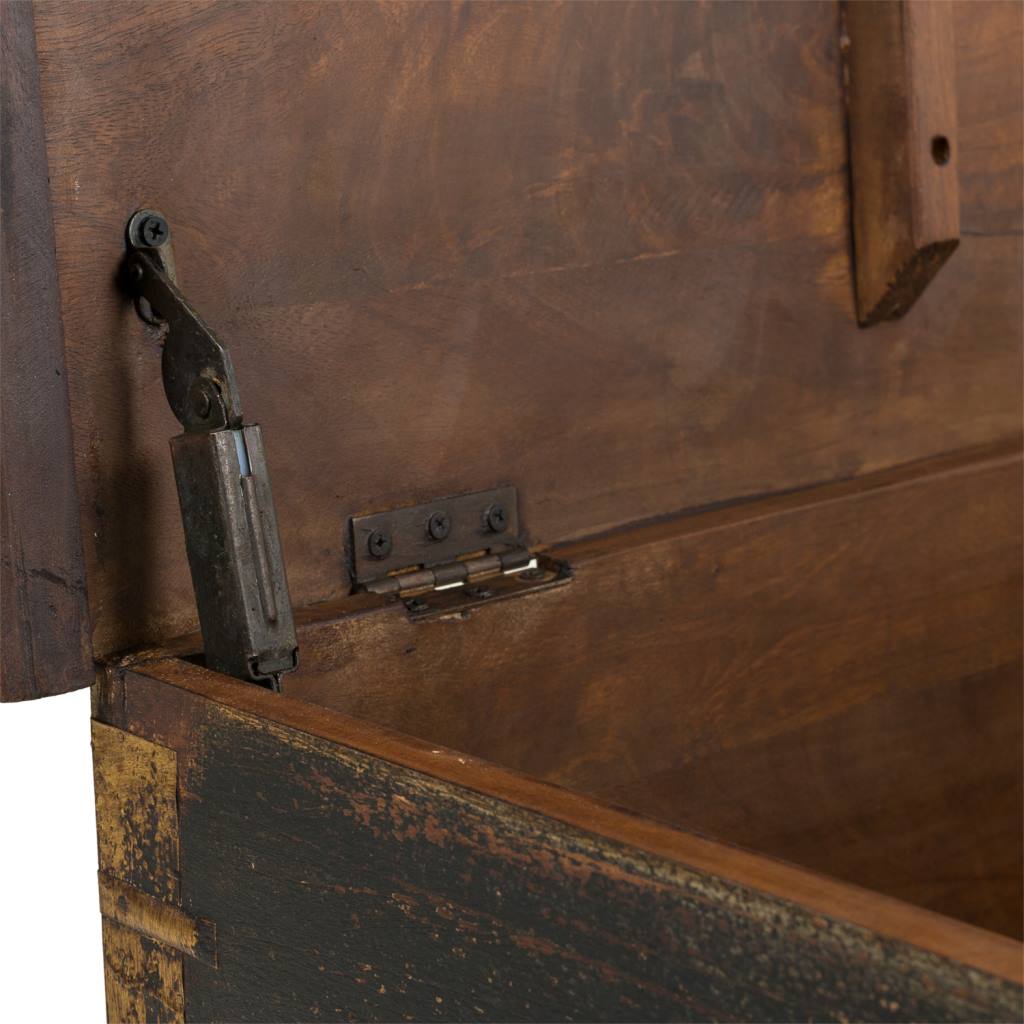 BAÚL MADERA MANGO MARRON DECORADO 150X45X46CM - Imagen 4