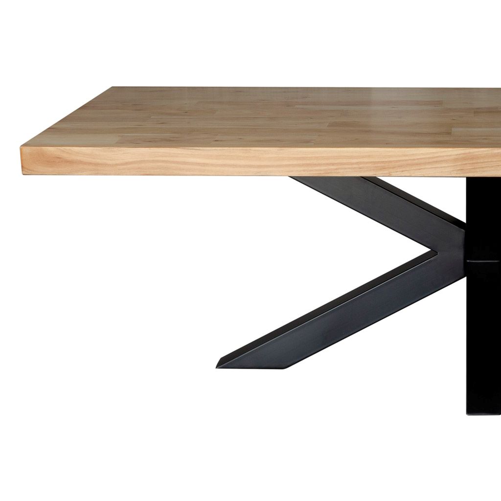 MESA COMEDOR MADERA ACACIA MARRÓN PATAS HIERRO 240X100X76CM - Imagen 3