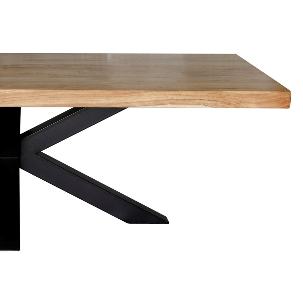 MESA COMEDOR MADERA ACACIA MARRÓN PATAS HIERRO 240X100X76CM - Imagen 4