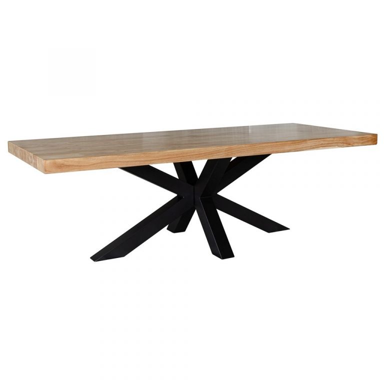 MESA COMEDOR MADERA ACACIA MARRÓN PATAS HIERRO 240X100X76CM