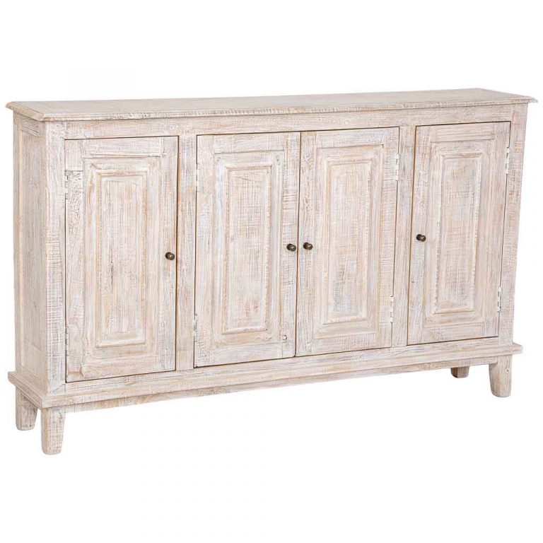 APARADOR MADERA MANGO BLANCO ENVEJECIDO 152X27X91CM