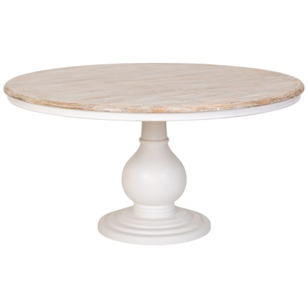 MESA COMEDOR MADERA MANGO BLANCA 152X152X76CM