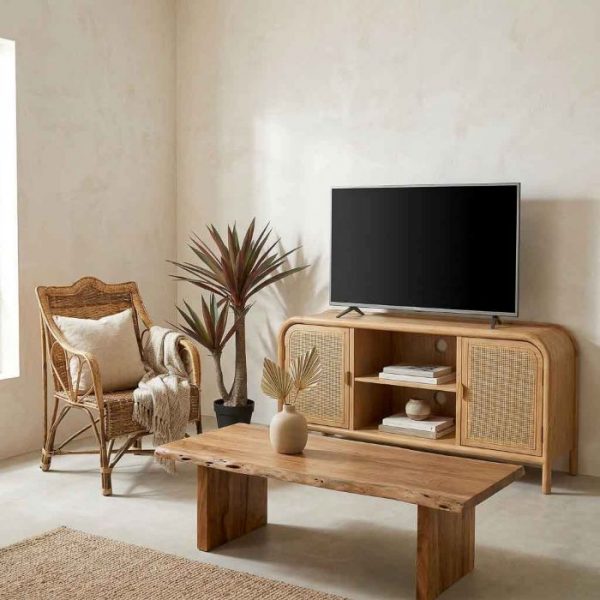 MESA CENTRO MADERA ACACIA MARRÓN 150X70X40CM