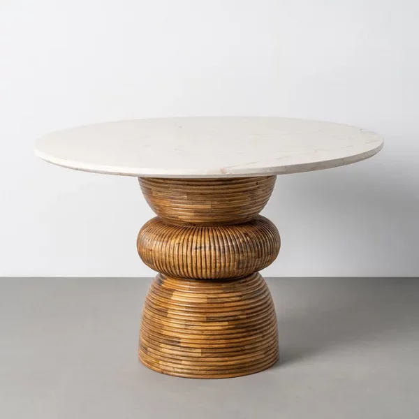 MESA COMEDOR MÁRMOL/MADERA SALÓN 120 X 120 X 76 CM