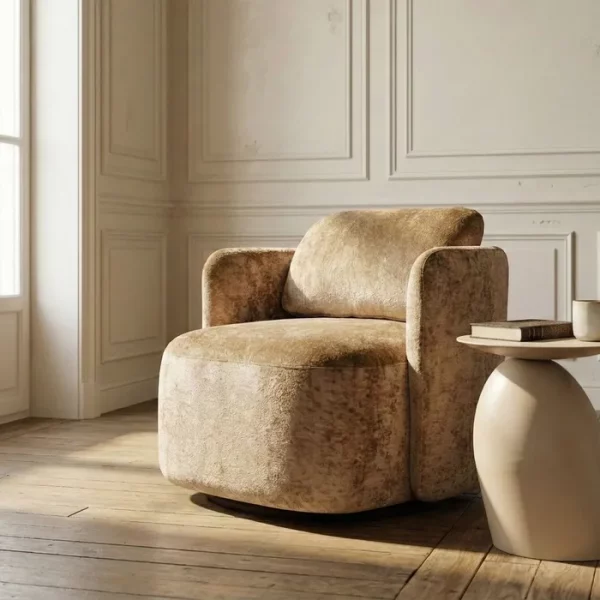 SILLÓN GIRATORIO BEIGE TEJIDO SALÓN 87 X 85 X 66 CM