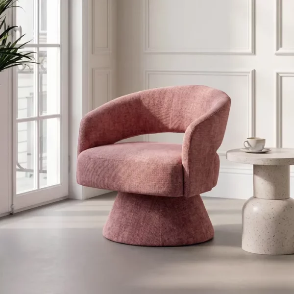 SILLÓN GIRATORIO SALMÓN TEJIDO-MADERA 71 X 68 X 72 CM