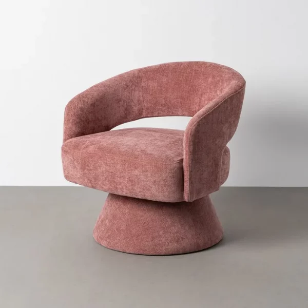 SILLÓN GIRATORIO SALMÓN TEJIDO-MADERA 71 X 68 X 72 CM