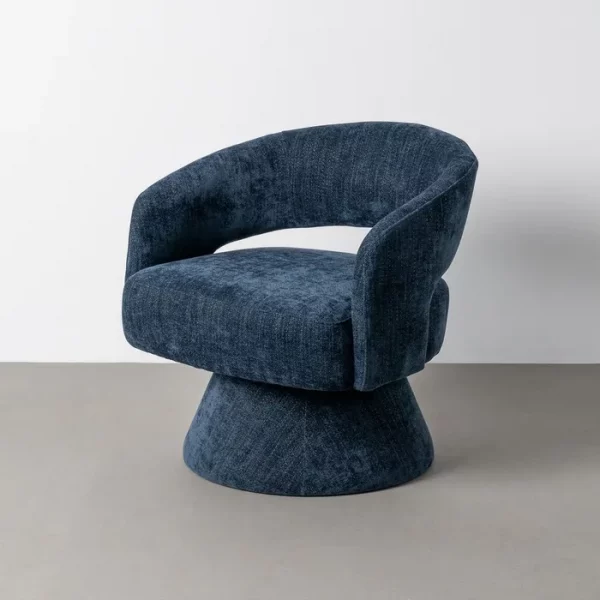 SILLÓN GIRATORIO AZUL TEJIDO-MADERA 71 X 68 X 72 CM