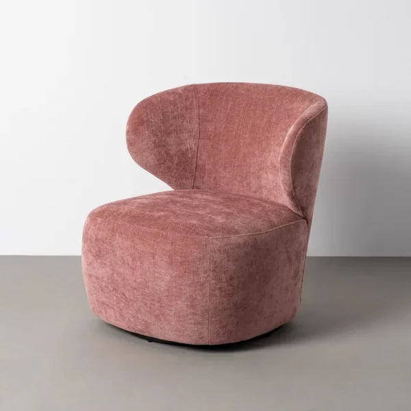 SILLÓN GIRATORIO SALMÓN TEJIDO-MADERA 73 X 68 X 74 CM