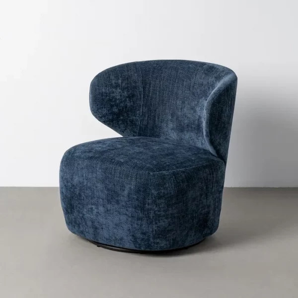 SILLÓN GIRATORIO AZUL TEJIDO-MADERA 73 X 68 X 74 CM