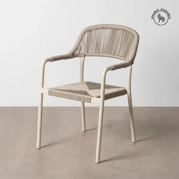 SILLA APILABLE ALUMINIO-RATTÁN EXTERIOR 57 X 61 X 82 CM