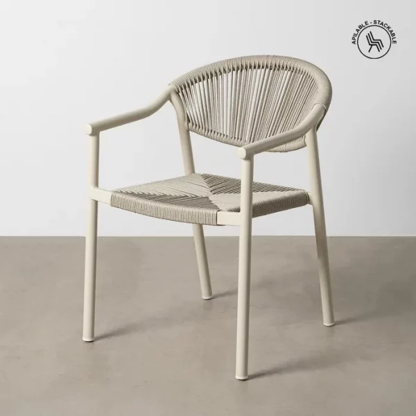 SILLA APILABLE ALUMINIO-RATTÁN PE EXT. 56,50 X 62,50 X 80,50