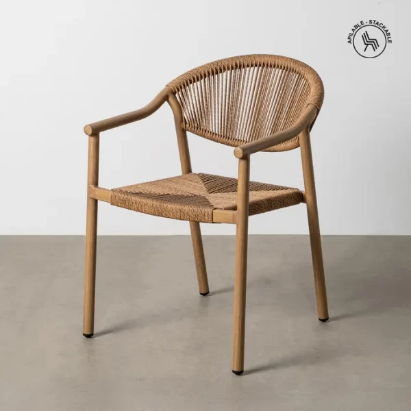 SILLA APILABLE ALUMINIO-RATTÁN PE 56,50 X 62,50 X 80,50 CM