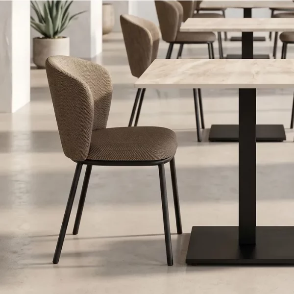 SILLA ESPIGA MARRÓN TEJIDO-METAL SALÓN 55 X 55 X 78 CM
