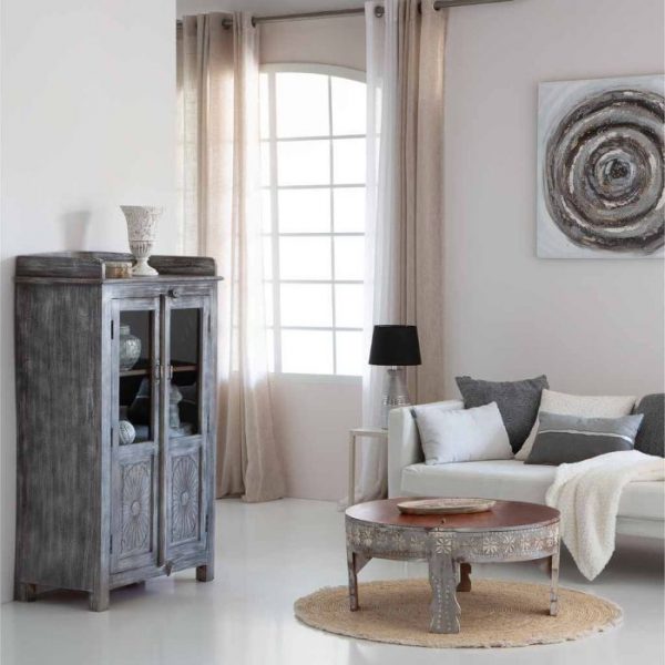 VITRINA MADERA MANGO ENVEJ MARRÓN 74X41X128CM