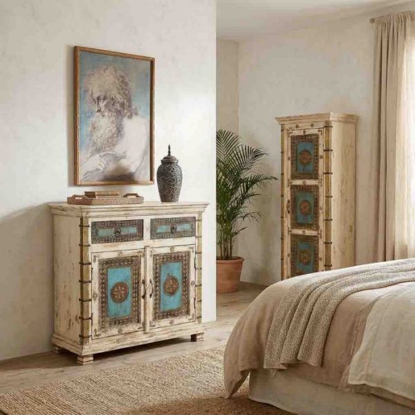 APARADOR MADERA MANGO BLANCO 90X40X90CM